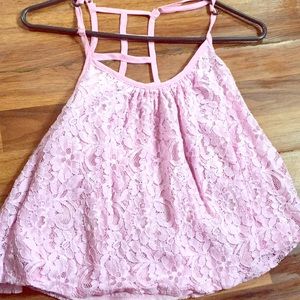 A Pinkish purplish floral lace shirt